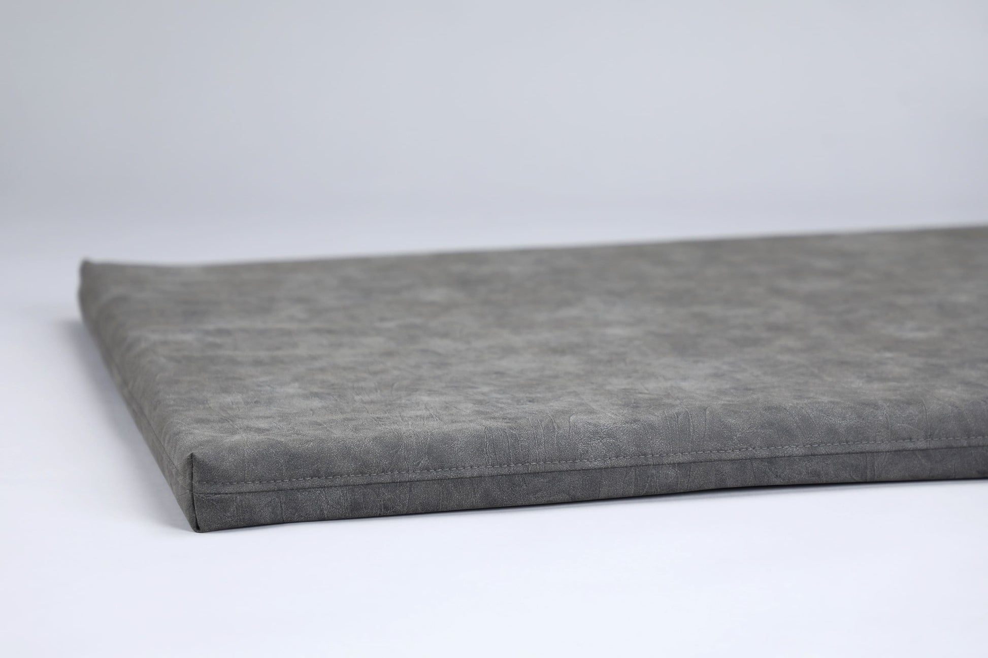 2-sided crate & travel leather dog bed. IRON GREY - European handmade dog accessories by My Wild Other