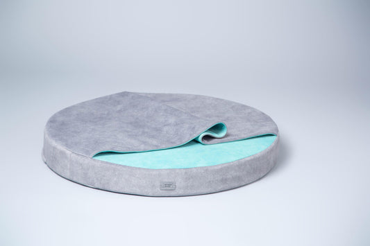 Cozy cave dog bed. GREY+MINT - handmade in Lithuania by My Wild Other