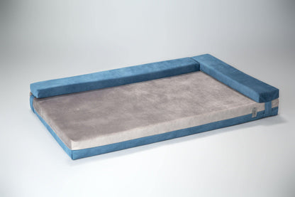 2-sided transformer dog bed. SAPPHIRE BLUE+FOG GREY - European handmade dog accessories by My Wild Other