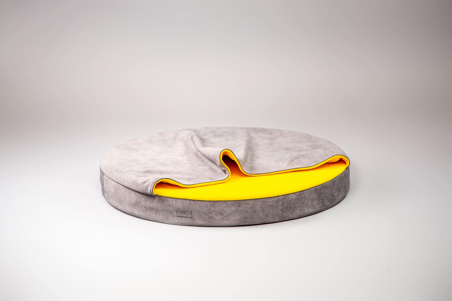 Cozy cave dog bed. STEEL GREY+YELLOW - European handmade dog accessories by My Wild Other