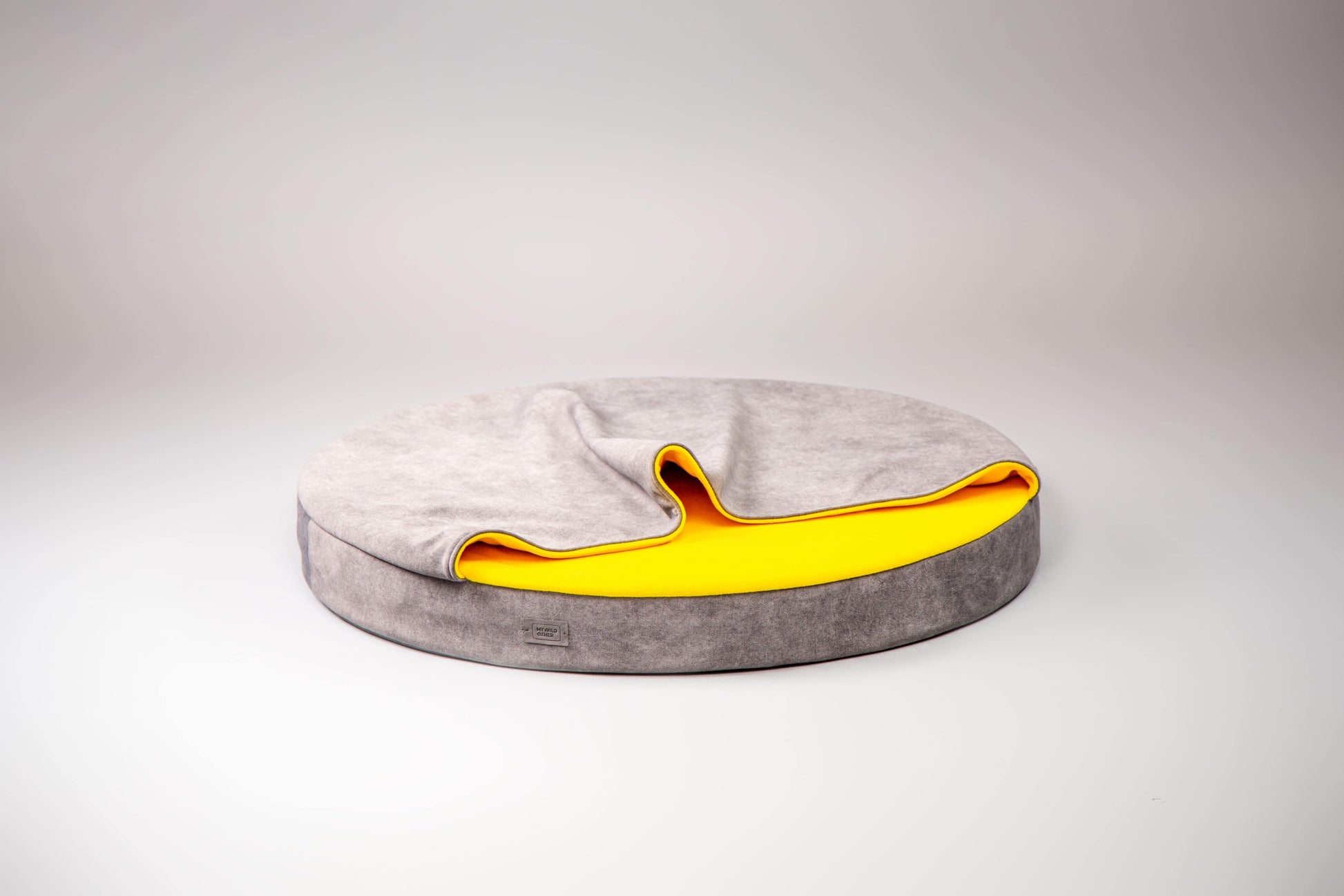 Cozy cave dog bed. STEEL GREY+YELLOW - European handmade dog accessories by My Wild Other