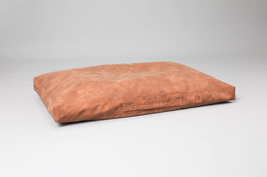 2-sided leather dog bed. TAWNY BROWN - handmade in Lithuania by My Wild Other