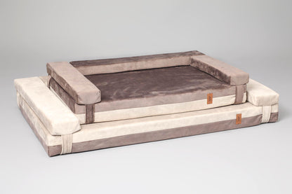2-sided transformer dog bed. BEIGE+TAUPE - European handmade dog accessories by My Wild Other