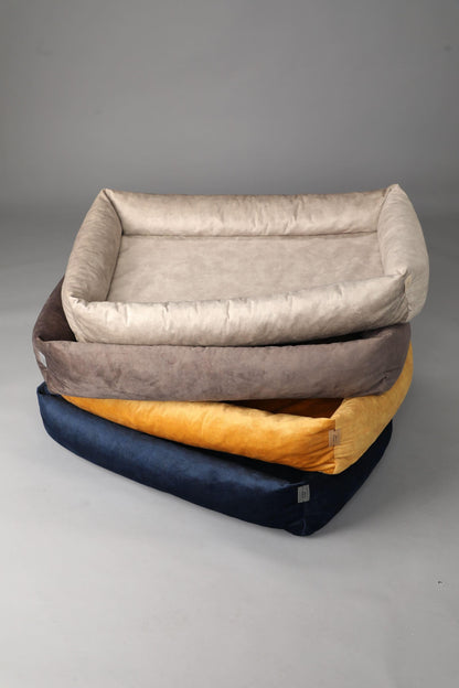 2-sided classic dog bed. TAUPE - handmade in Lithuania by My Wild Other