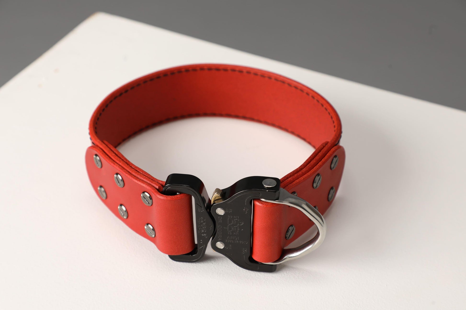 Red leather dog collar with COBRA® buckle - European handmade dog accessories by My Wild Other