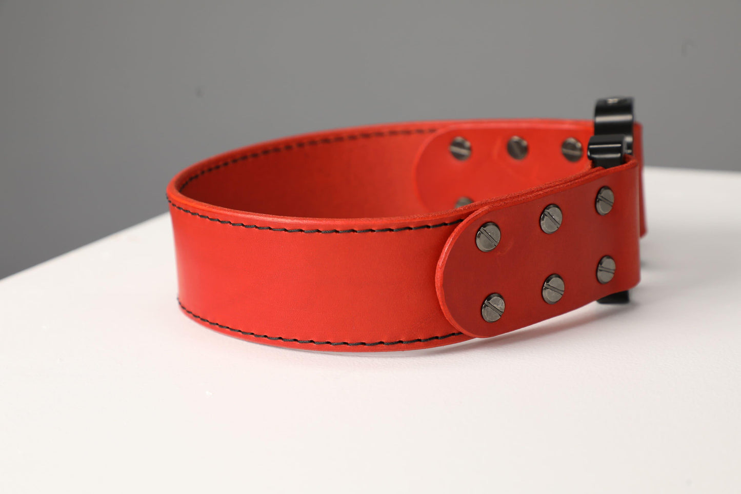 Red leather dog collar with COBRA® buckle - handmade in Lithuania by My Wild Other
