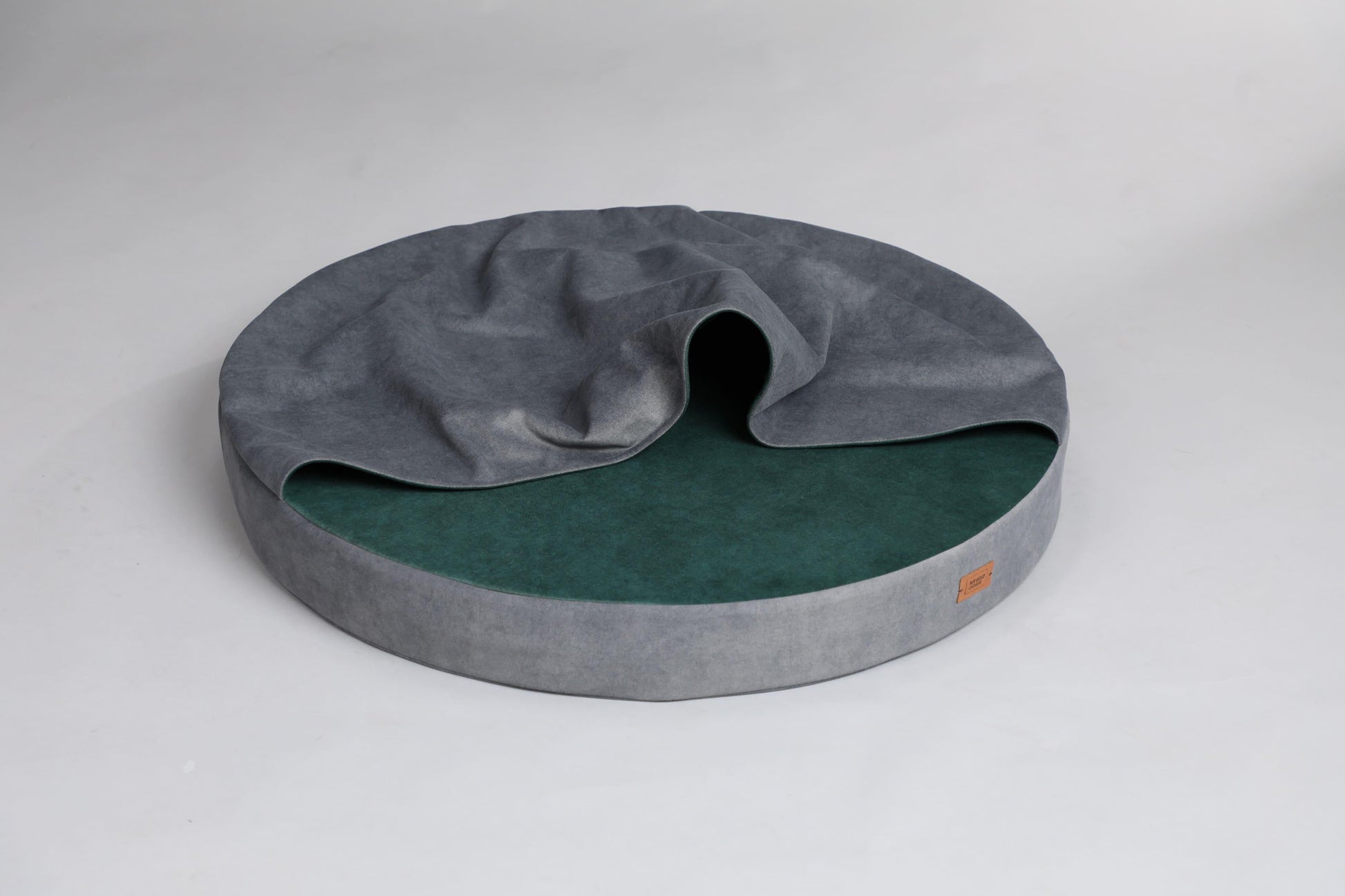 Cozy cave dog bed. STEEL GREY+MOSS GREEN - European handmade dog accessories by My Wild Other