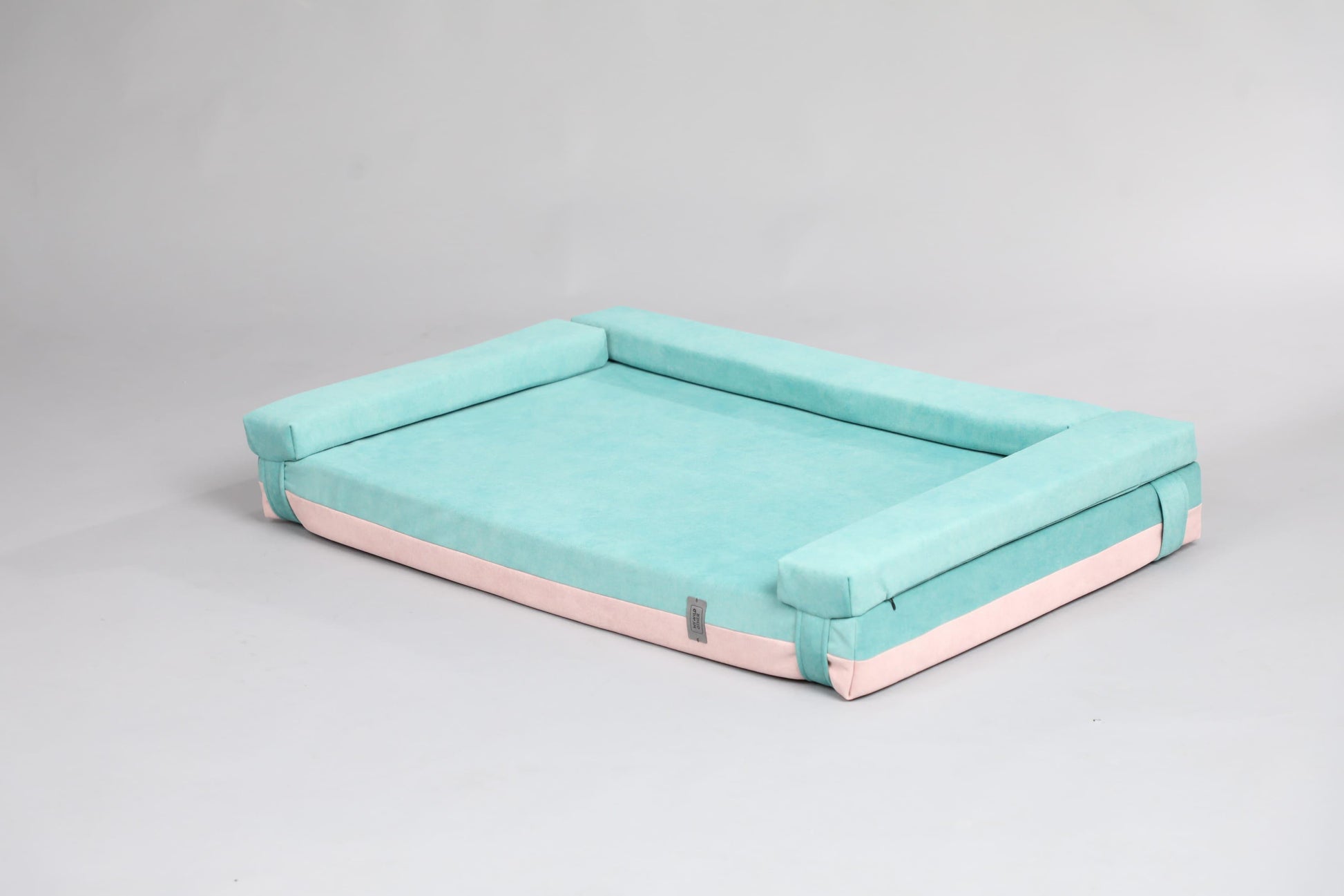 2-sided transformer dog bed. MINT GREEN+FLAMINGO PINK - European handmade dog accessories by My Wild Other