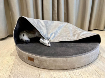 Cozy cave dog bed. BEIGE+TAUPE - European handmade dog accessories by My Wild Other