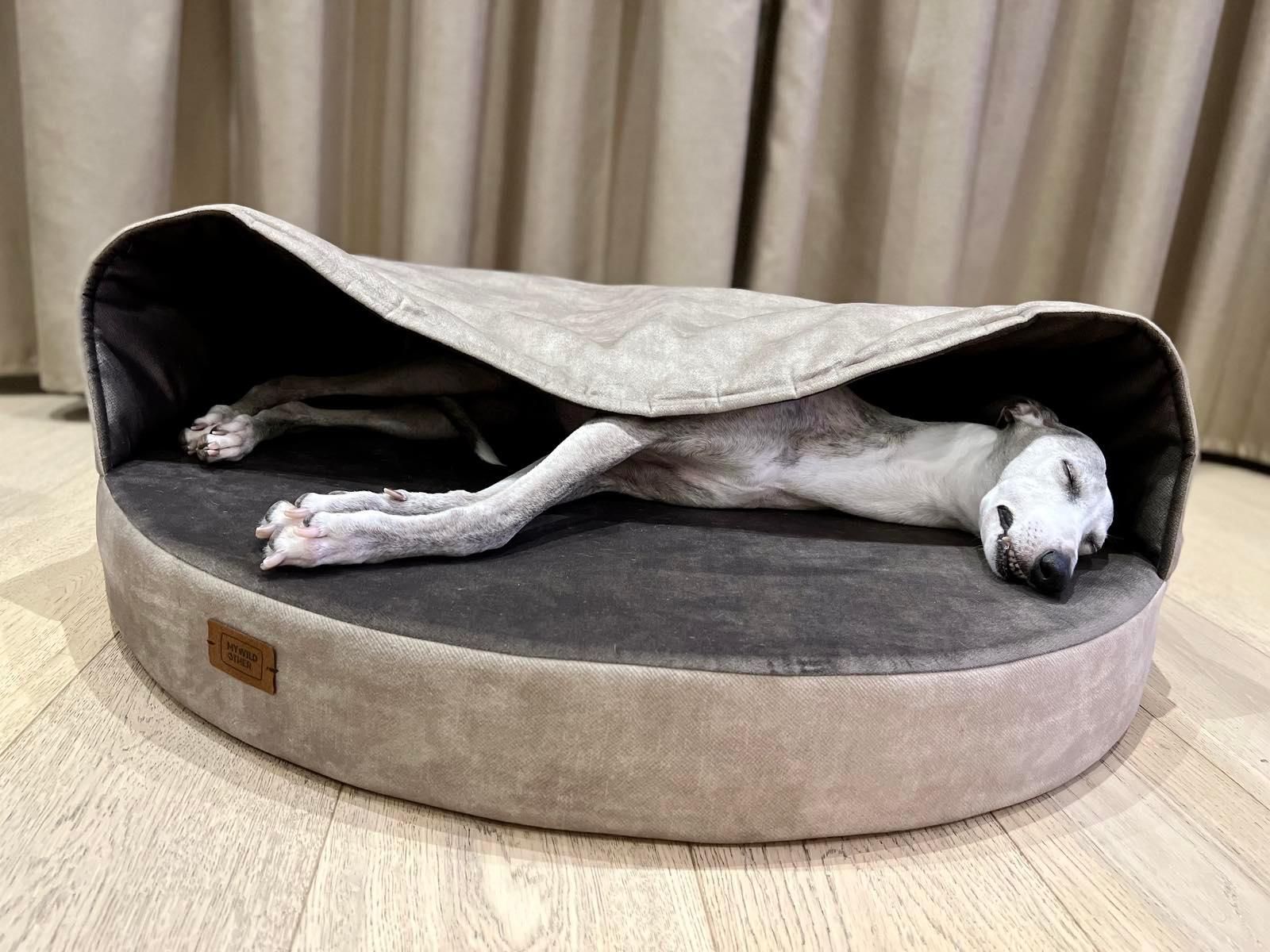 Cozy cave dog bed. BEIGE+TAUPE - European handmade dog accessories by My Wild Other