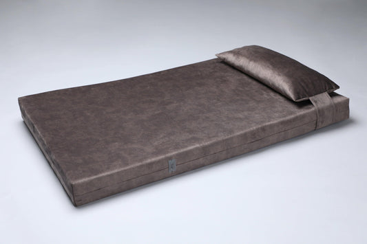 2-sided velvet orthopedic dog bed. TAUPE - handmade in Lithuania by My Wild Other