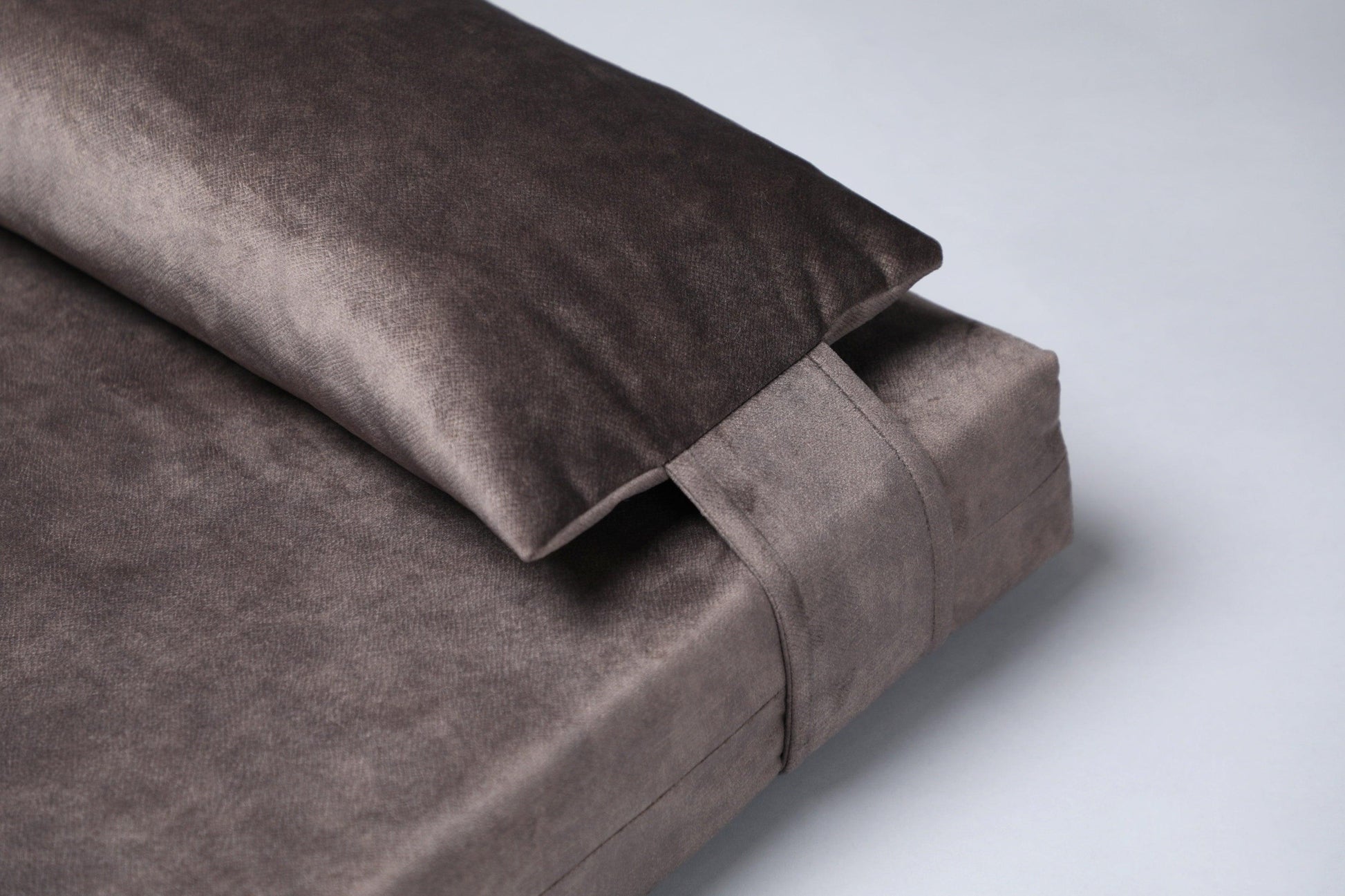 2-sided velvet dog bed. TAUPE - European handmade dog accessories by My Wild Other