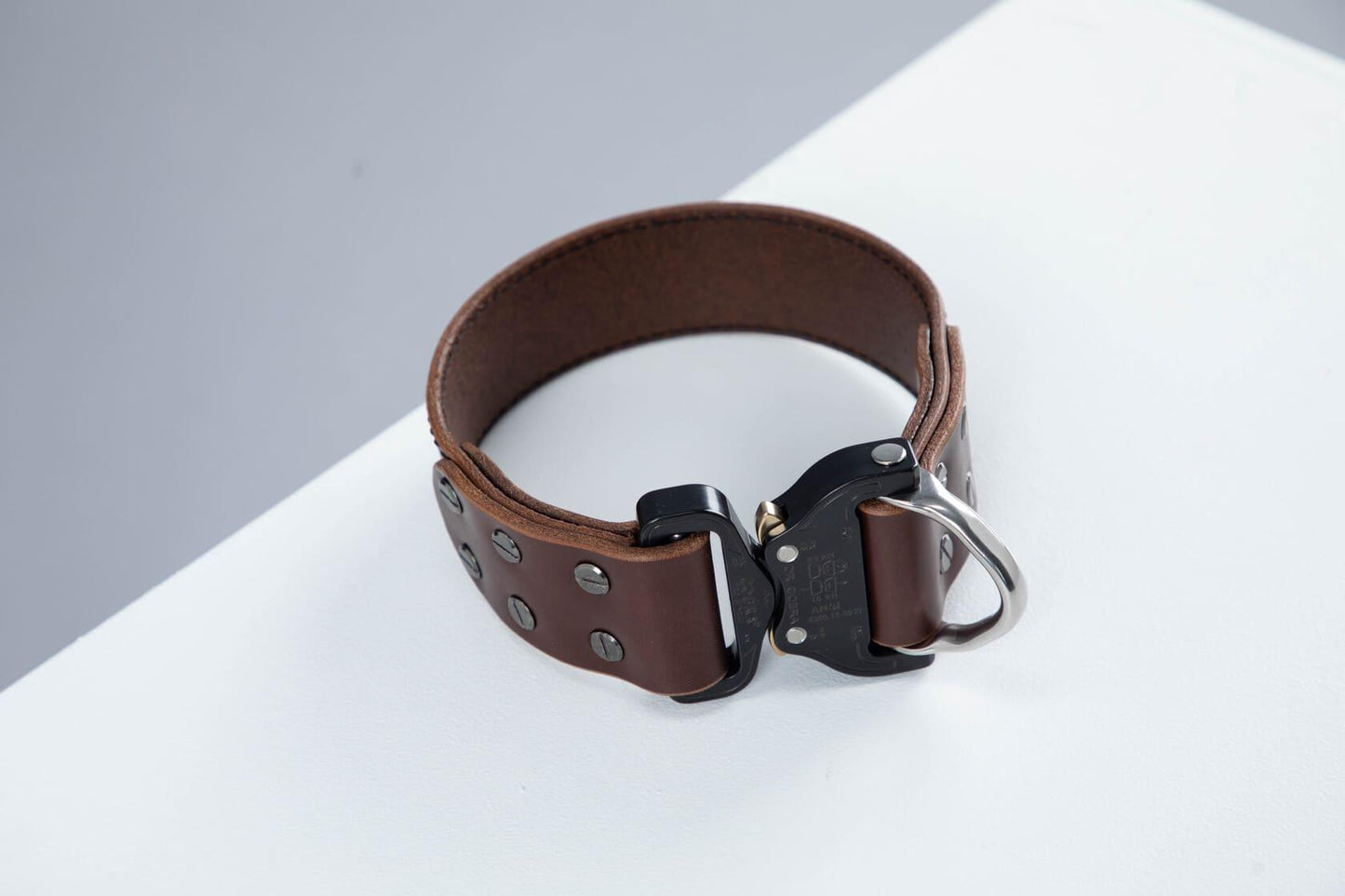 Brown leather dog collar with COBRA® buckle - handmade in Lithuania by My Wild Other