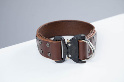 Brown leather dog collar with COBRA® buckle - European handmade dog accessories by My Wild Other