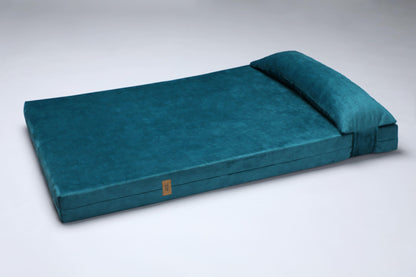 2-sided velvet dog bed. OCEAN BLUE - European handmade dog accessories by My Wild Other
