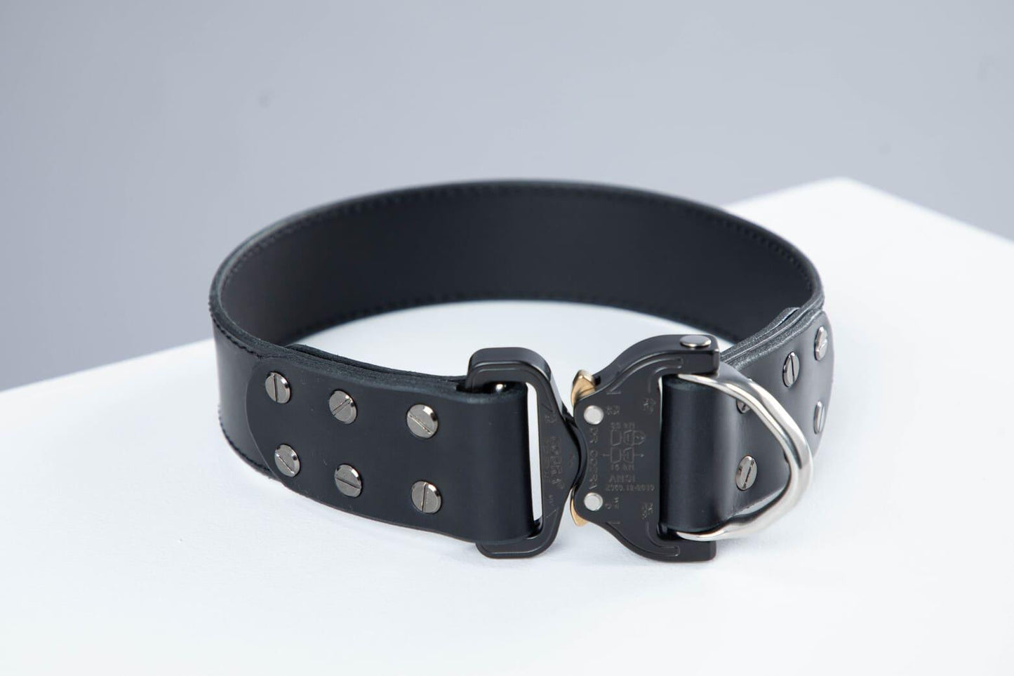 Black leather dog collar with COBRA® buckle - handmade in Lithuania by My Wild Other
