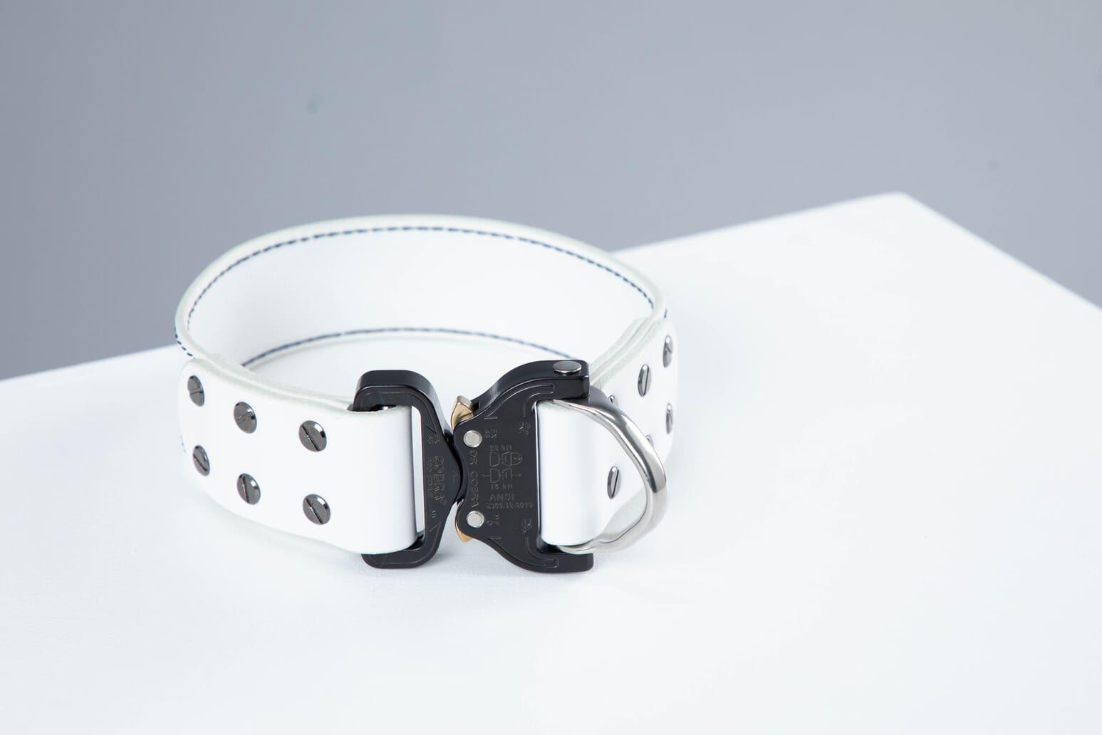 White leather dog collar with COBRA® buckle - European handmade dog accessories by My Wild Other