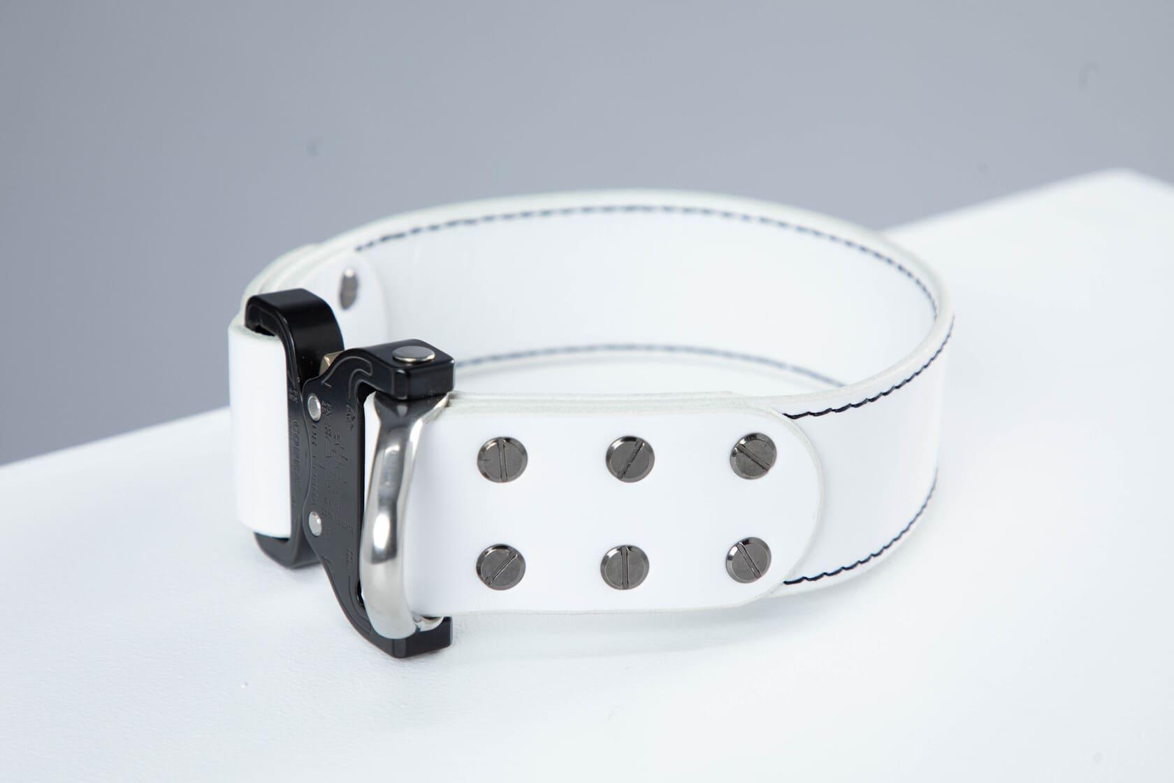 White leather dog collar with COBRA® buckle - European handmade dog accessories by My Wild Other