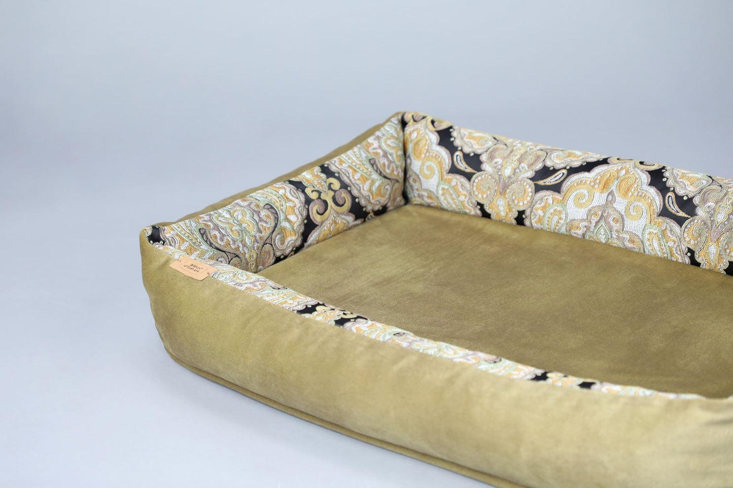 2-sided bohemian style dog bed. DARK KHAKI - handmade in Lithuania by My Wild Other