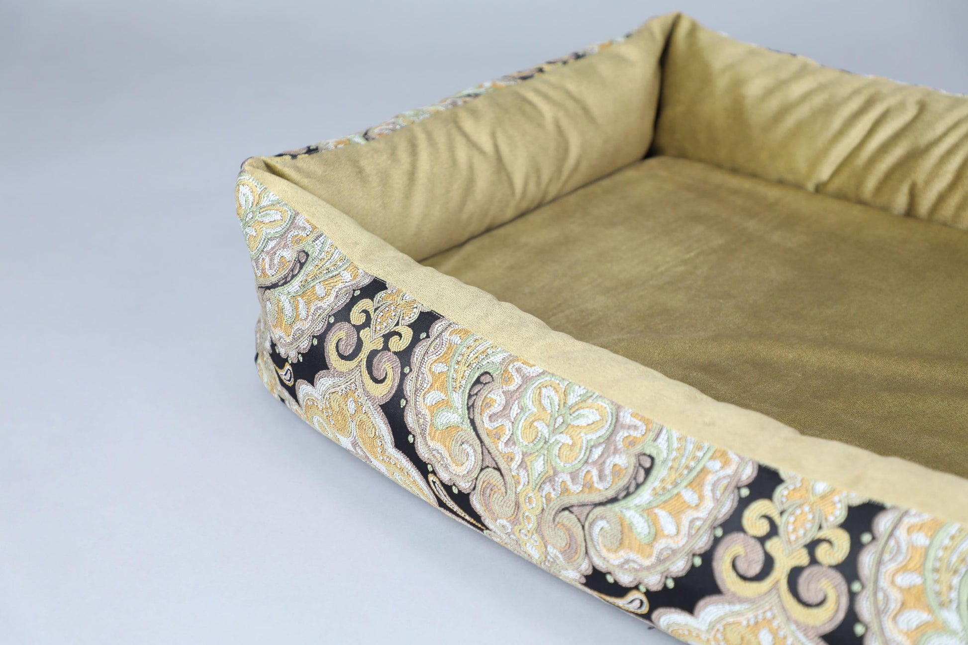 2-sided bohemian style dog bed. DARK KHAKI - handmade in Lithuania by My Wild Other