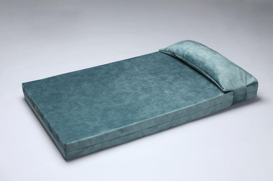 2-sided velvet orthopedic dog bed. TEAL BLUE - handmade in Lithuania by My Wild Other