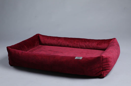 2-sided classic dog bed. RUBY RED - handmade in Lithuania by My Wild Other