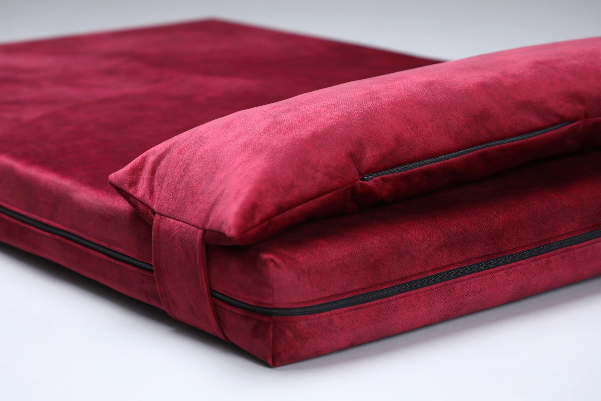 2-sided velvet dog bed. RUBY RED - European handmade dog accessories by My Wild Other