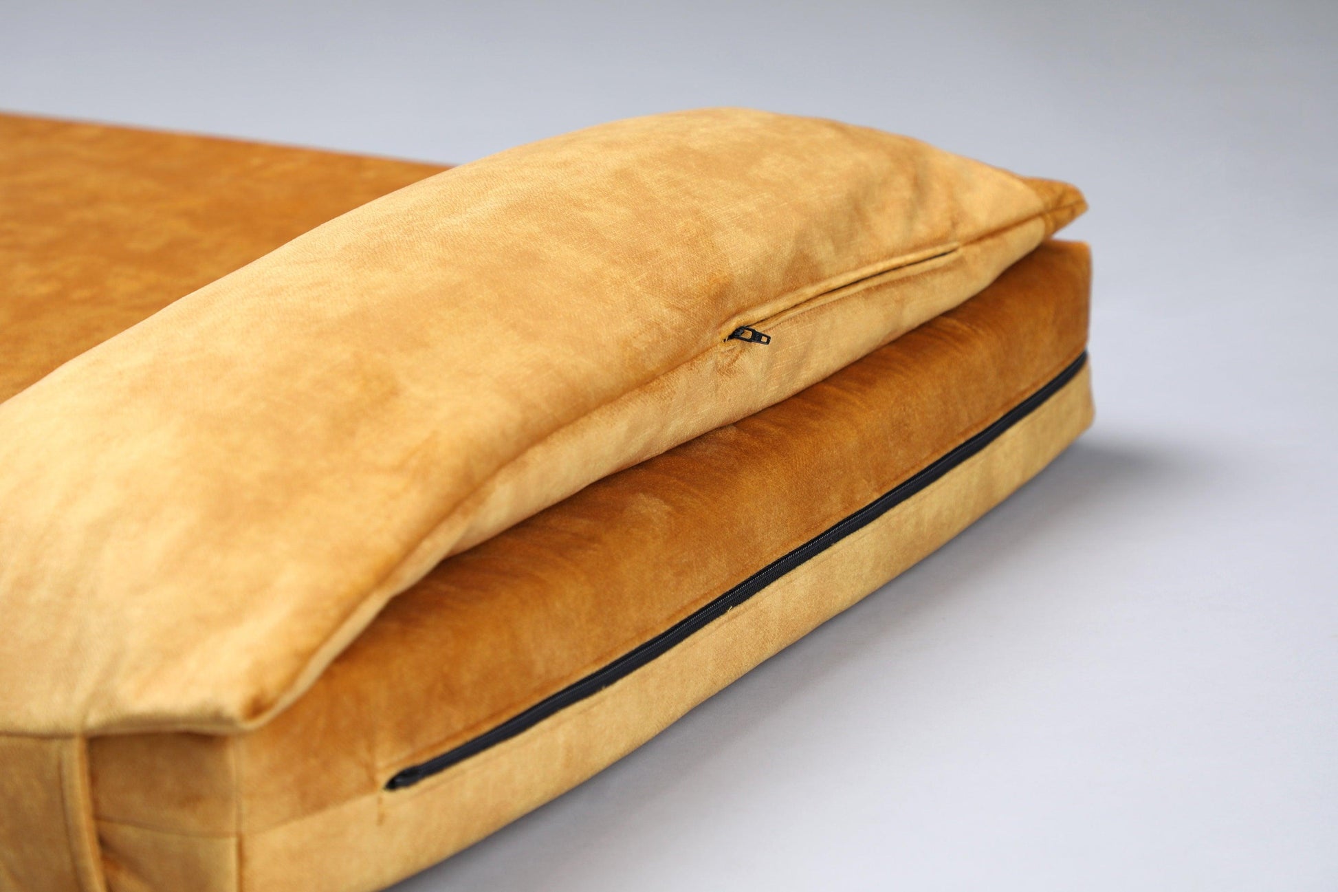 2-sided velvet dog bed. AMBER YELLOW - European handmade dog accessories by My Wild Other