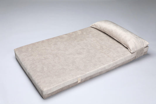 2-sided velvet orthopedic dog bed. BEIGE - handmade in Lithuania by My Wild Other