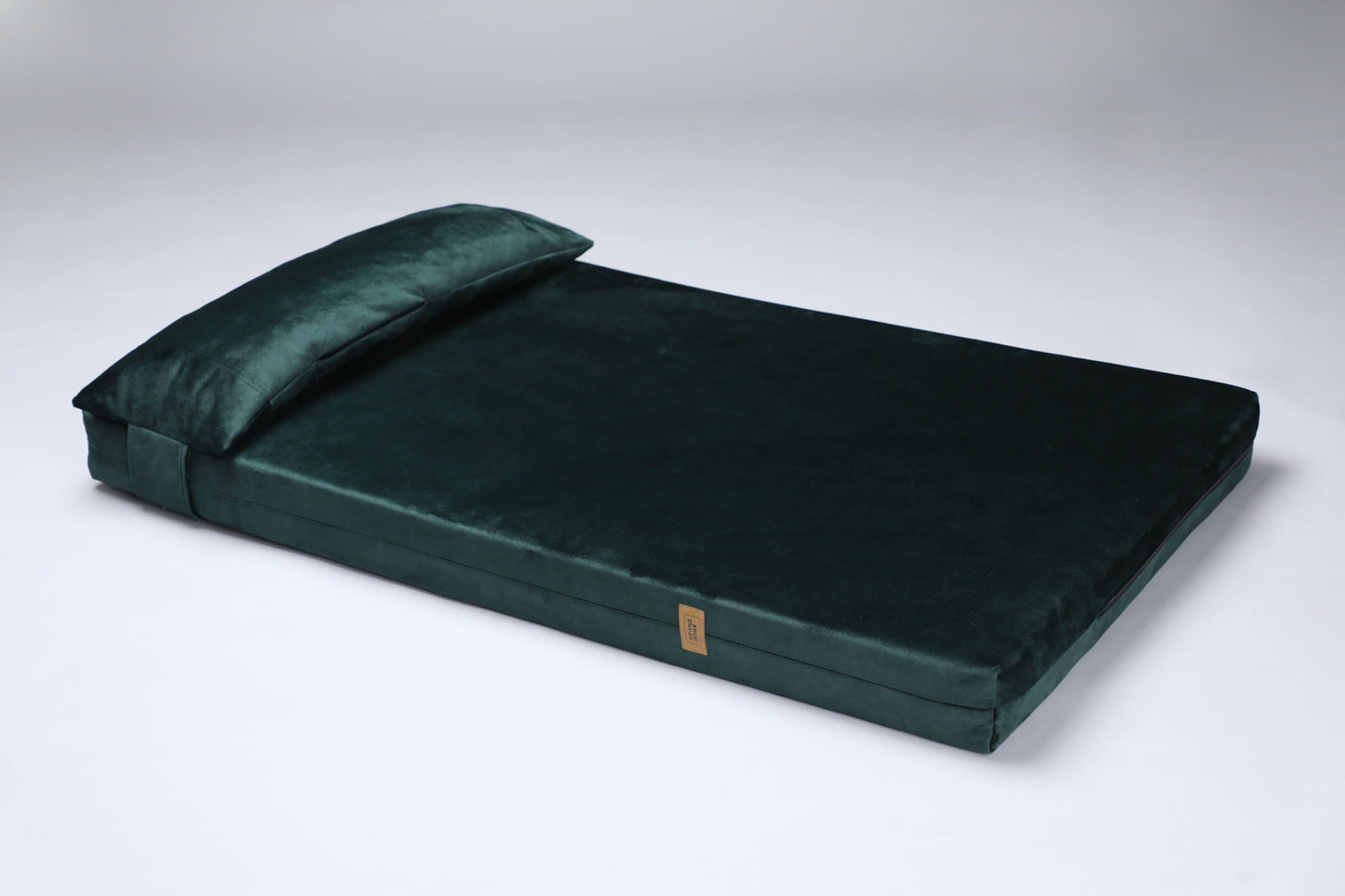 2-sided velvet dog bed. EMERALD GREEN - European handmade dog accessories by My Wild Other