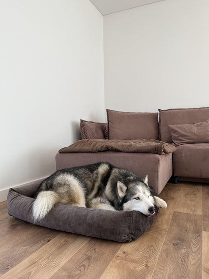 2-sided classic dog bed. TAUPE - European handmade dog accessories by My Wild Other