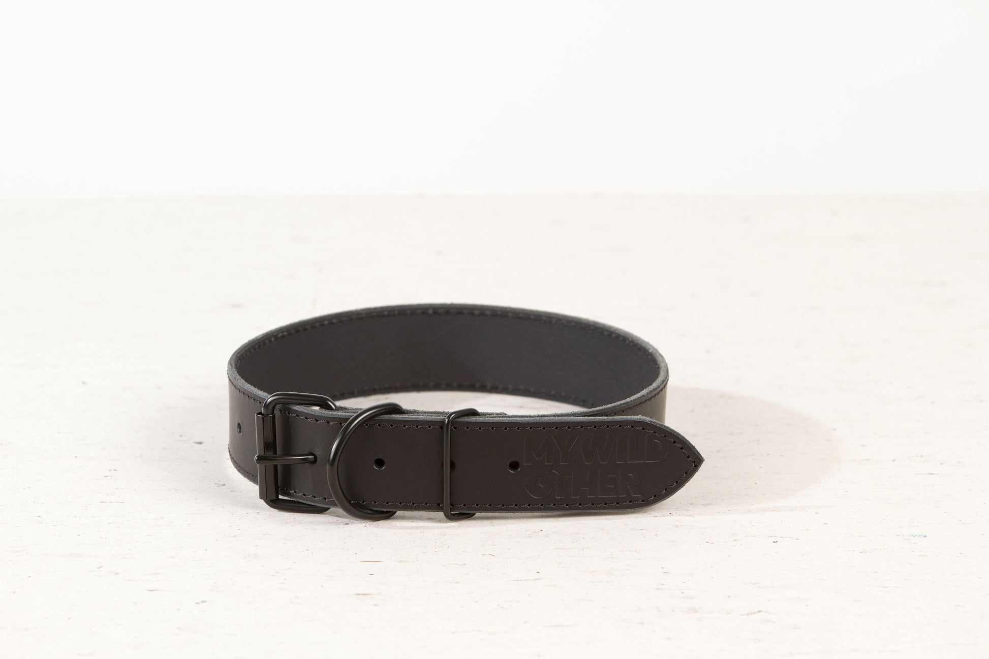 Handmade black leather dog collar - European handmade dog accessories by My Wild Other