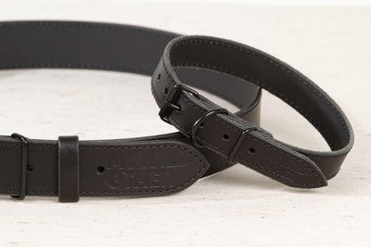 Handmade black leather dog collar - European handmade dog accessories by My Wild Other