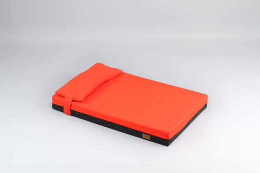Orthopedic dog bed. 2-sided orange WOOL 