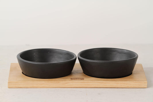 Black HANDMADE CERAMIC dog bowls 