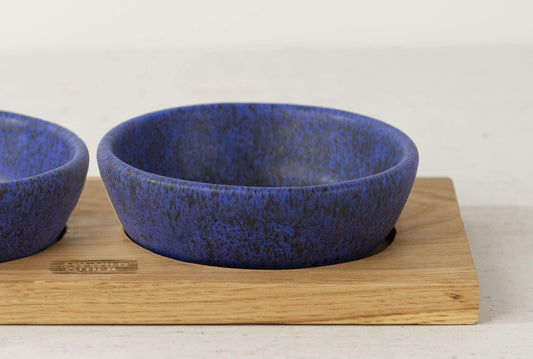 Blue HANDMADE CERAMIC cat bowls 